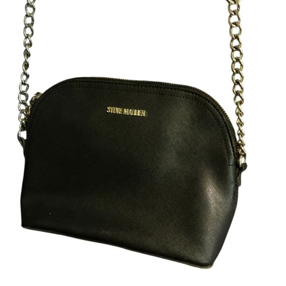 Steve Madden Crossbody Purse Medium Polyurethane Black 9X7" Strap=25" - Picture 1 of 4